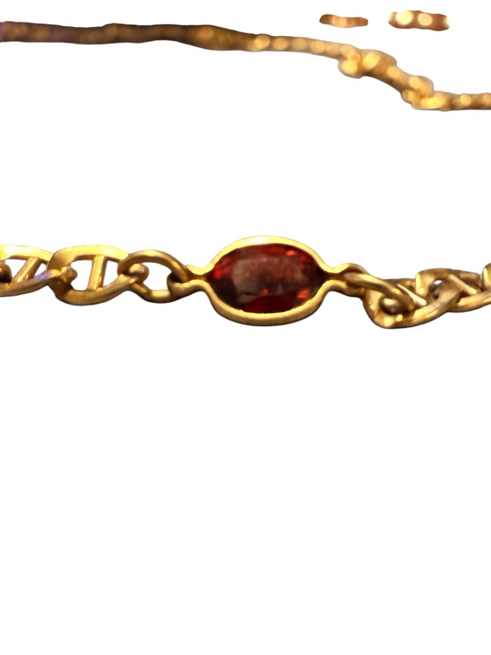 Vintage 14K Gold Bonded Garnet Necklace • Sterling Silver • 16” • 3 Garnets - Picture 6 of 12